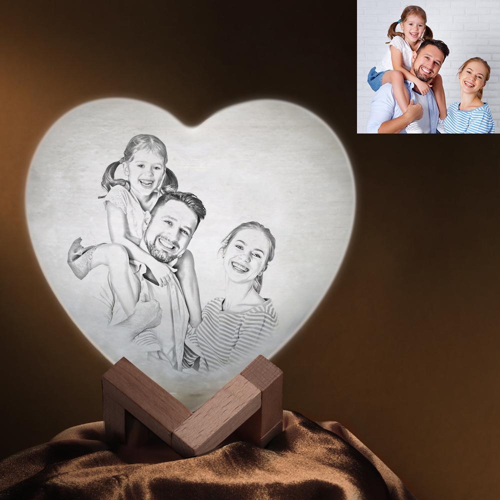 Lampada personalizzata con foto 3D a forma di cuore